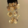 Élégantes boucles d'oreilles pendantes à pompons fleurs dorées et cristaux brillants - Gland de Pierre Florale à Plusieurs Niveaux (4#) / Or
