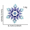 Detailed size chart showing height 7cm and width 6.1cm for blue snowflake embroidery patch - Snowflake Patch 27#