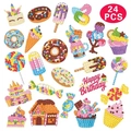 24 PCS 5D DIY diamond art stickers set featuring colorful dessert and sweet party themes - 24Pcs Dessert Series 2