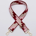 Adjustable wide woven replacement strap with red and grey geometric pattern and gold clips - No. 317 / Gold
