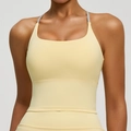 Hellgelbes Yoga-Top mit doppelten Kreuzträgern und hoher Elastizität mit Polstern - 3XL / Sonnengelb