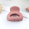 Pink matte semi-circle mini hair claw clip for high ponytail styling on white background - Matte Pink