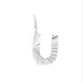 Silver tone letter U pendant with sparkling radial texture and polished metal ring - Letter U / Steel Color