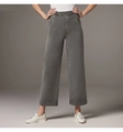 Jeans corti grigio scuro a gamba larga con vita alta elastica e dettagli con bottoni - S / grigio scuro