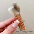 Brown heart bubble ponytail spiral hair tie, 7cm diameter minimalist resin accessory - Gray [Heart]