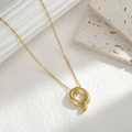 Minimalist 3D puffy initial Q necklace in golden finish with dainty chain for women - Letter Q