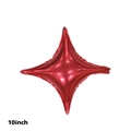 Bright 10-inch red four-pointed star foil balloon with reflective metallic finish - 10 Inch Red Four-Pointed Star