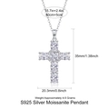 Collana con croce in argento sterling 925 con moissanite e dimensioni pendente 35mm - Collana Con Ciondolo in Moissanite Argento S925