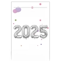 Kit de 4 ballons chiffres 2025 argentés de 16 pouces pour décoration de fête Nouvel An - 4 Pièces/Paquet (Avec Carte) / Argent / 16"