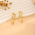 Chic gold-finish earrings featuring creative irregular fluid wave and liquid metal design - E6204-5-Flowing Wave