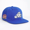 Close-up of bright blue baseball cap featuring 3D AC embroidery and 1993 vintage patch - Royal Blue / Adjustable