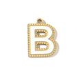 Detalle de un colgante de letra B dorado con esmalte blanco y aro de suspensión superior - Estilo Letra B (VG289-Bx3)