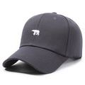 Dark grey cotton baseball cap featuring minimalist white polar bear embroidery - Gray