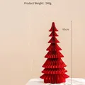 Red 60cm honeycomb paper Christmas tree centerpiece decoration, 240g desktop festive decor - Red Christmas Tree-Small(60cm)
