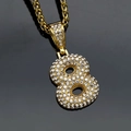 Hip hop style gold-plated necklace with iced-out bubble number 8 pendant and thick chain - Number 8 / Pendant Only / Gold