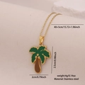 Golden stainless steel necklace featuring a green and brown coconut tree palm pendant - 2# Large Coconut Tree