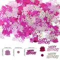Colorful Happy Birthday confetti set with dimensions of cake, circle and text shapes - 15g/Pack / Rose Red and Pink