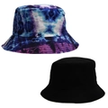 Outdoor tie-dye and solid black bucket hats in durable cotton canvas for sun protection - Style 11-Blue Purple Spiral Tie-Dye Bucket Hat