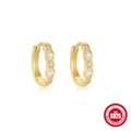 S925 Sterling Silber Gold Huggie Ohrringe mit Marquise und runden Zirkonia Steinen - Marquise- und Rundstein-Creole / Gold