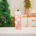 Pink sequin Christmas wine bottle cover with plush white collar and silk ribbon bow - Sequin Style / Pink