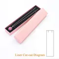 Scatola per gioielli rosa rettangolare con trama a rombi e inserto in schiuma nera - Motivo a Diamante Rosa; Scatola per Catena Lunga 4X21X2.2cm