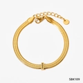 Bracciale a catena serpente in acciaio inossidabile dorato con ciondolo nero rettangolare - Stile Nero Oro