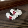 2411182c White Plush Bow Earrings