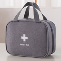 Kit di pronto soccorso grigio portatile con croce bianca e cerniera per il viaggio - Taglia Grande (Doppia Maniglia) / Grigio