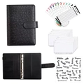 Black ostrich pattern A6 binder set with budget sheets and zipper pockets - A6 Black (Luxury Set)