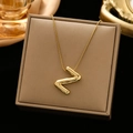Minimalist gold-plated letter Z pendant with polished snake chain in a premium gift box - Gold-Z