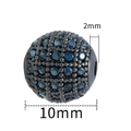 10mm dark grey metal sphere bead micro-paved with 2mm blue cubic zirconia stones - 10mm-Black Zirconia-Gun Black