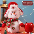 Christmas snowman plush gift bag with red hat and striped scarf, 25x17cm holiday candy pouch - Cute Christmas Snowman Doll