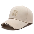 Beige baseball cap with vvds embroidery and stylish plaid pattern under the brim - Adjustable / Khaki (YYDS)