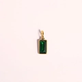 Gold stainless steel pendant with emerald green rectangular zircon stone for DIY jewelry - May Birthstone Pendant / Gold