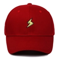 Classic red cotton baseball cap featuring a yellow lightning bolt embroidery on the front - Burgundy