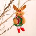 Plush Christmas reindeer hanging ornament with red nose and green festive outfit - Insert Leg Reindeer / 17*8cm