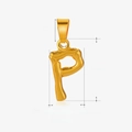 Golden bamboo style letter P pendant in polished stainless steel for DIY jewelry - Letter P / Gold