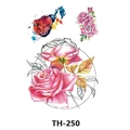 Waterproof temporary tattoo sheet with colorful roses and floral designs style TH-250 - Th-250 / 210*148mm