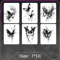 Waterproof butterfly tattoo stickers set in black and white ink for arms and collarbone - Rendering Butterfly