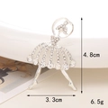 Detailed view of silver ballet dancer charm showing 4.8cm height and 6.5g weight - D366 Full Rhinestone Dancer (Silver)