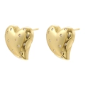 French vintage gold heart earrings with sparkling crystals for Valentine's gift - 1 Pair / Gold White Zirconia