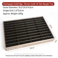 Brown jewelry display tray with 40 slots and gold trim for bracelets, size 35x24x4cm - Champagne Coffee Brushed PU 40 Slots Bangle Tray