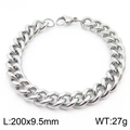 Bracciale a catena cubana argento 200x9,5mm con chiusura a moschettone alla moda - 9.5mm / Argento