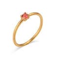 Minimalist 18K gold plated stainless steel ring with a round red gemstone inlay - US 8 / Garnet Red