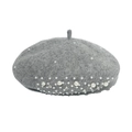Elegant grey wool beret for women with pearl and rhinestone accents for autumn winter - Gray