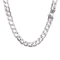 Silver cuban curb chain for men with vintage engraved patterns and a polished finish - Vintage Engraved Cuban Style (KN232372-KJX)