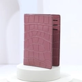 Minimalist stone textured folding card wallet for women in dusty rose with multiple card slots - Watermelon red