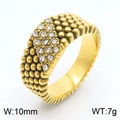 Anillo de hombre en acero inoxidable dorado de 10mm con cuentas y diamantes blancos - US 8 / Dorado