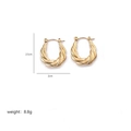 Detailed view of golden twisted hoop earrings with 2.5cm height and 2cm width dimension marks - Twisted Long U (A0177L)