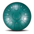 Dark green steel tongue drum featuring numbered scales on a clean white background - Stone Green - Maple Leaf (12 Inch 13 Notes)